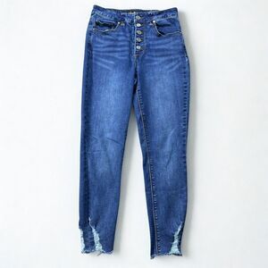 Indigo Rein Jeans Women 5 Curvy Mid Rise Skinny 26x27 Raw Hem Stretch